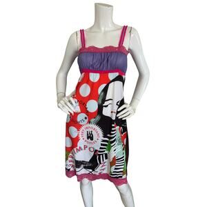 Custo Barcelona 90's y2k graphic face print camisole dress vintage